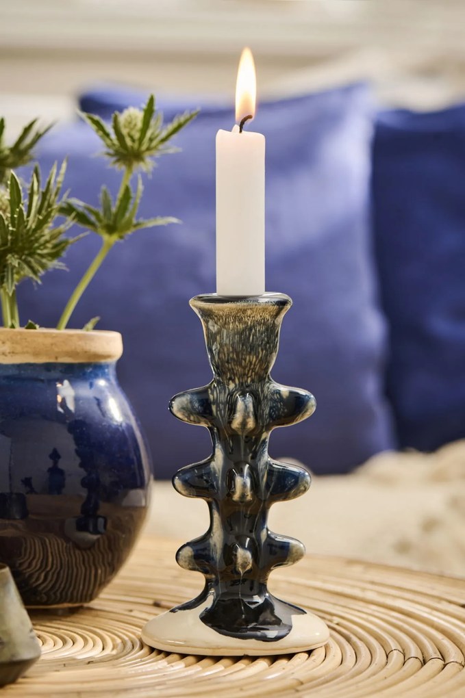 Ib Laursen Keramický svietnik Avignon Rustic Blue