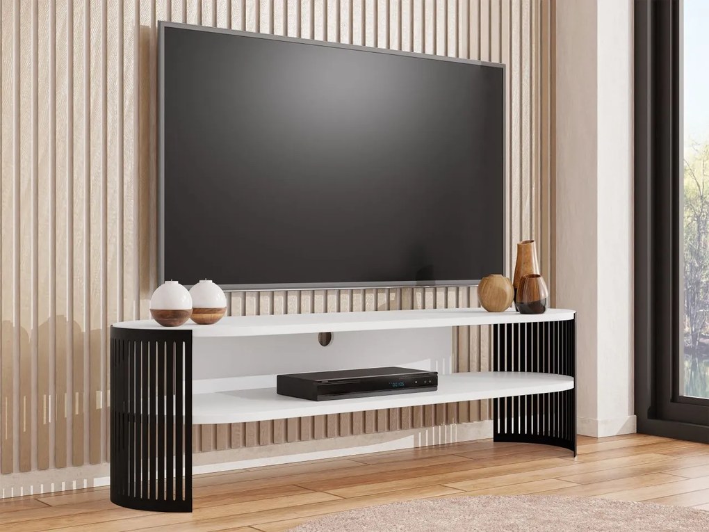 TV skrinka Zinzit, Farba: čierna / čierna pietra grigia