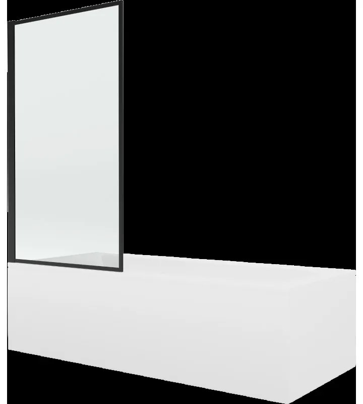 Mexen Vega obdĺžniková vaňa 180 x 80 cm s obkladom a 1-krídlovou sprchovou zástenou 70 cm, čierny vzor - 550118080X9307007070