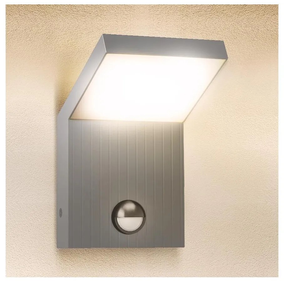 Brilagi - LED vonkajšie nástenné svietidlo so senzorom RIANO LED/8W/230V strieborné