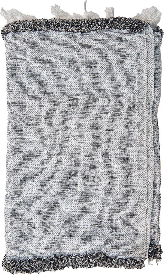 Šedo-čierny bavlnený pléd so strapcami Valoé - 125*150 cm
