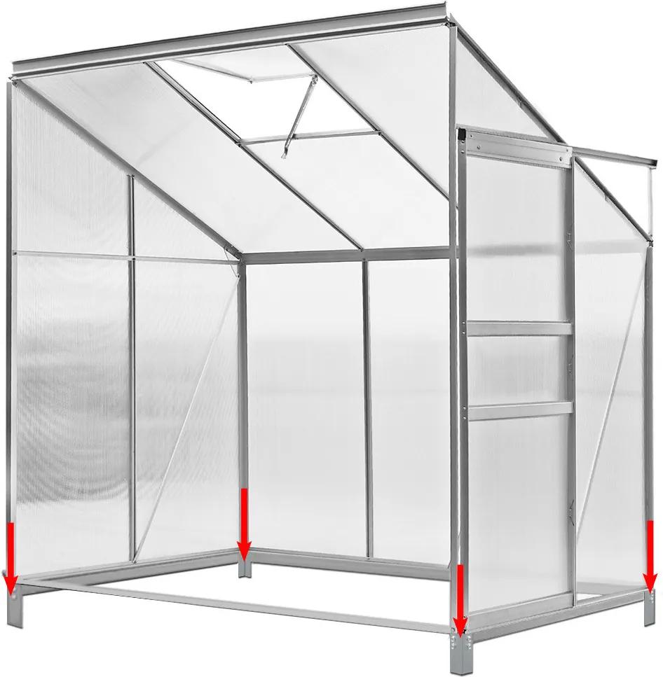 Záhradný skleník - 192 x 127 x 202 - plocha 2,3 m² - objem 3,65 m³ + základňa