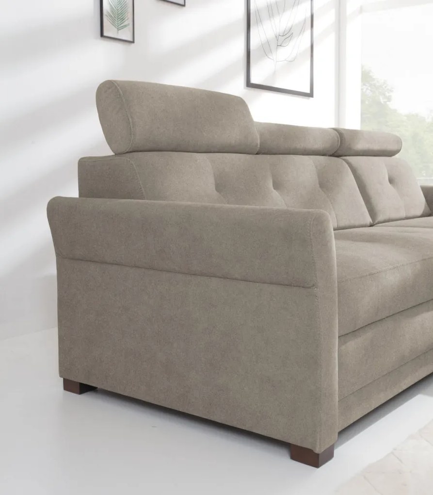 Rohová sedacia súprava Harris, hnedo-béžová taupe látka, pravý roh