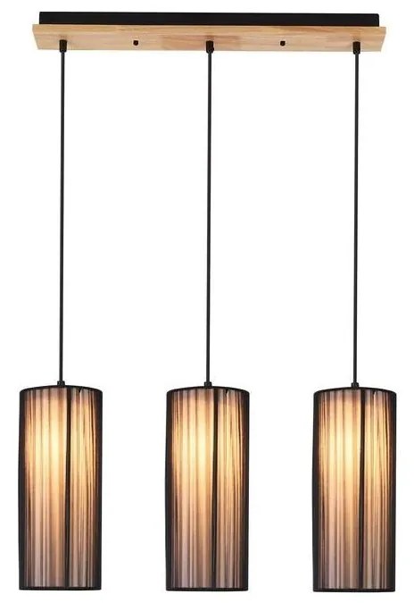 Závesný luster KIOTO 3xE27/40W/230V čierna/buk
