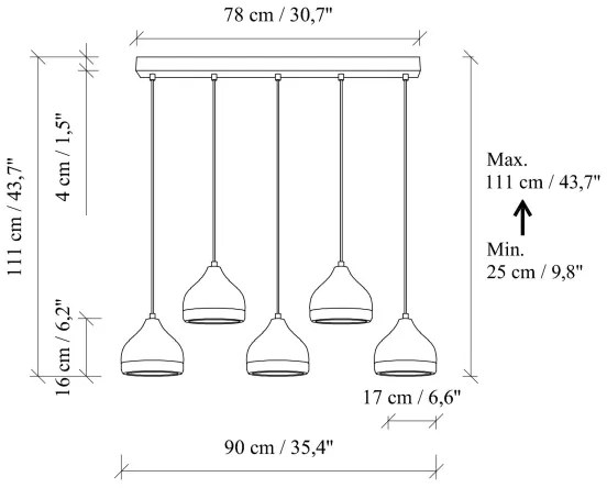 Závesný luster na lanku YILDO 5xE27/40W/230V čierna/zlatá