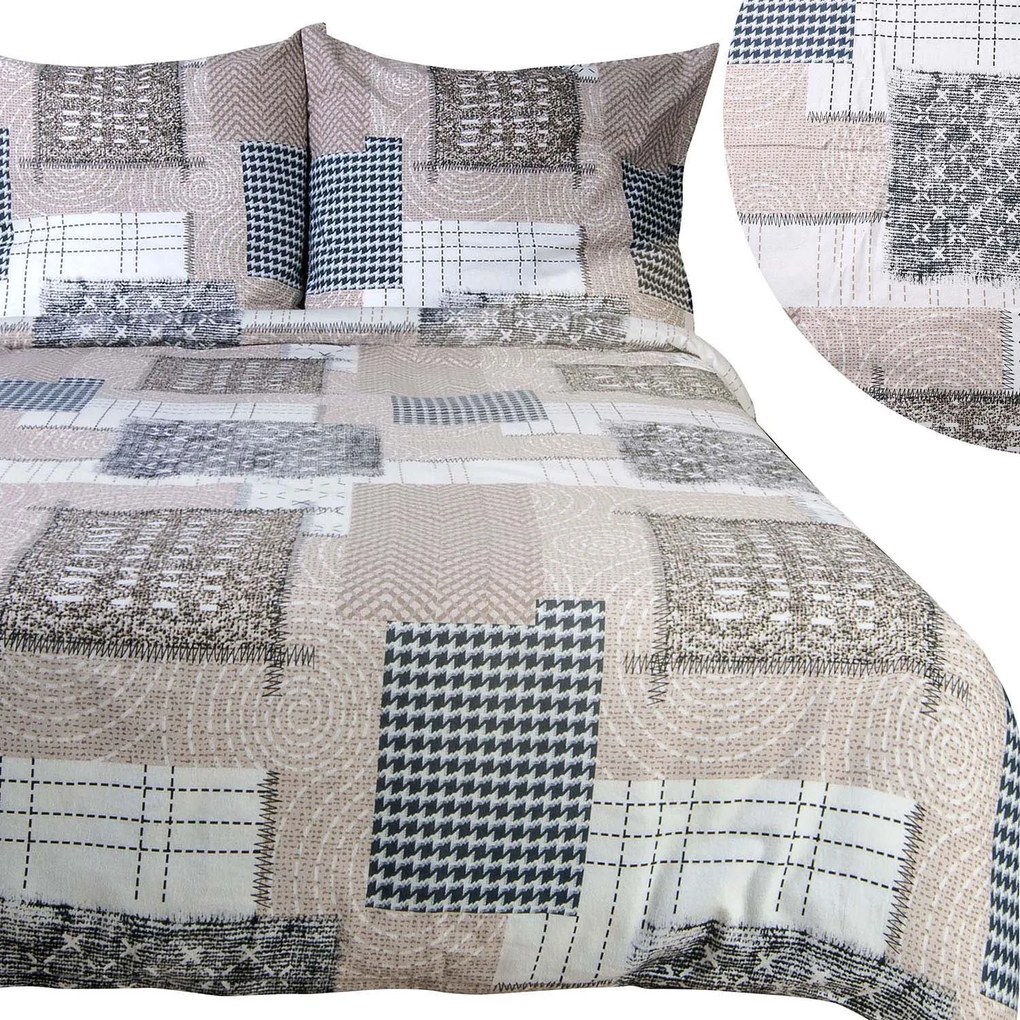 FLANELOVÉ OBLIEČKY FLANELOVE 200X220 CM, 2KS 70X80 CM VZOROVANÉ