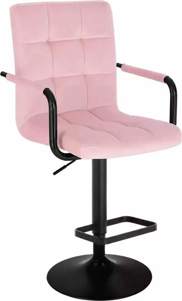 LuxuryForm DESIGN Barová stolička VERONA BLACK VELUR na čiernom tanieri - ružová
