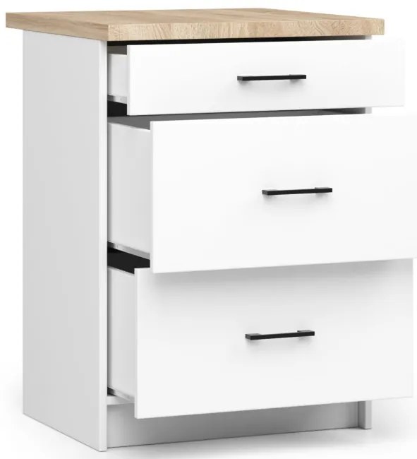 Spodná kuchynská skrinka s doskou OLIWIA S60 3S biela