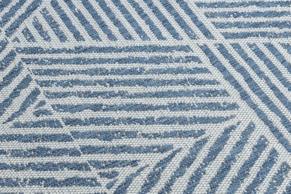 Koberec COLOR 47176360 SISAL riadky, trojuholníky, zigzag béžová / modrá