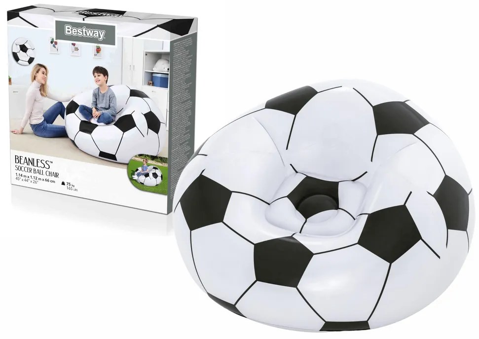 Lean Toys Bestway nafukovacie kreslo – Futbalová lopta 75010