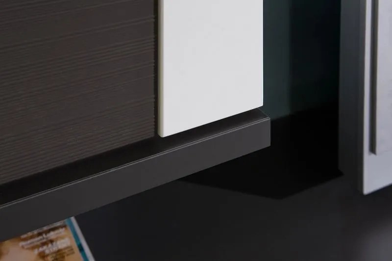 Obývacia stena Caracas kombi 333, grafit/biely lesk, s osvetlením