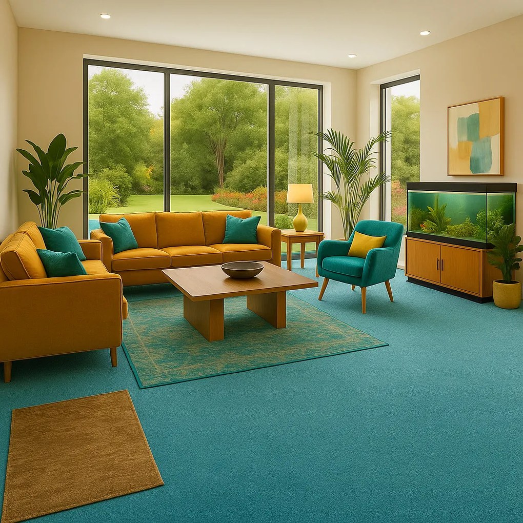 AKCIA: 120x170 cm Kusový koberec Eton tyrkys - obšitý zo všetkých strán, šíře, modrá, filc, kancelária, AladinWorld Expres