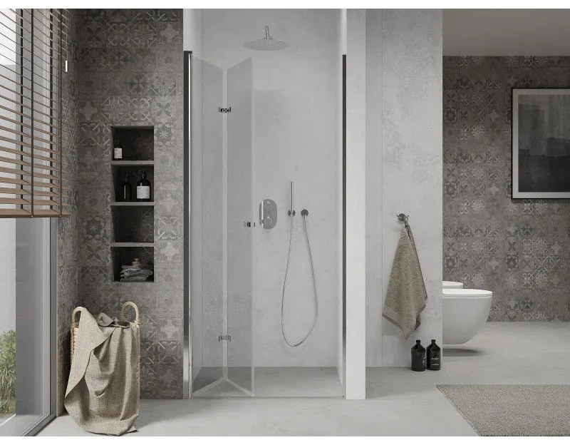 Mexen Lima, skladacie sprchové dvere do otvoru 115 x 190 cm, 6mm číre sklo, chrómový profil, 856-115-000-01-00-D