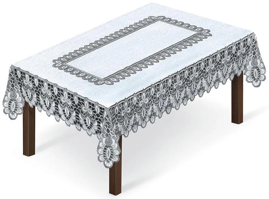 Žakárový obrus  249990 140X220 bielo-sivá