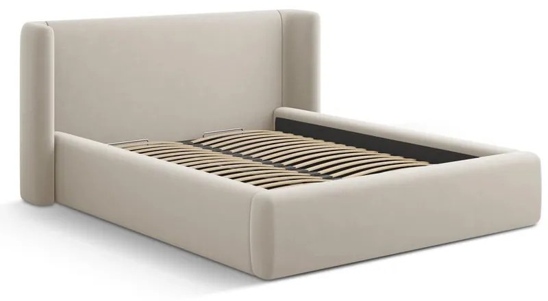 Béžová čalúnená dvojlôžková posteľ s úložným priestorom s roštom 160x200 cm Jason – Windsor & Co Sofas