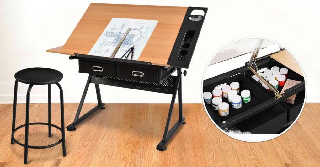 Sklopný kresliaci stôl so stoličkou navyše