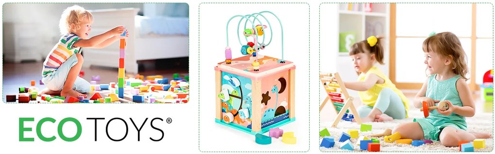 Vzdelávacia drevená kocka, triedička mula ECOTOYS