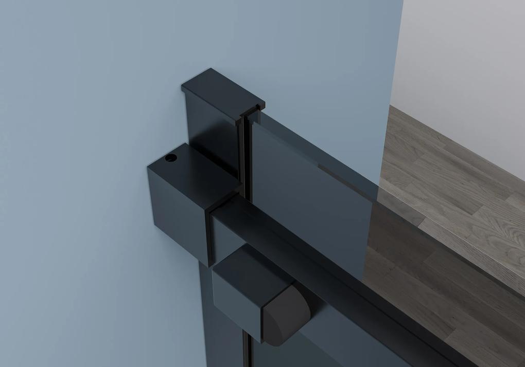 Cerano Santoro, sprchovací kút s posuvnými dverami 100(dvere) x 70(stena) x 195 cm, 6mm šedé sklo, čierny profil, CER-CER-425104