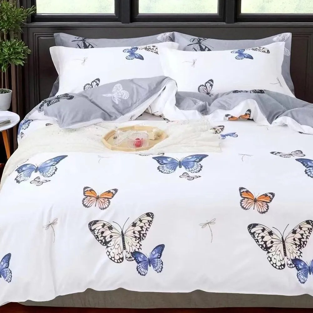 Obliečky FALER BUTTERFLIES WHITE 7-dielna sada 140x200 cm