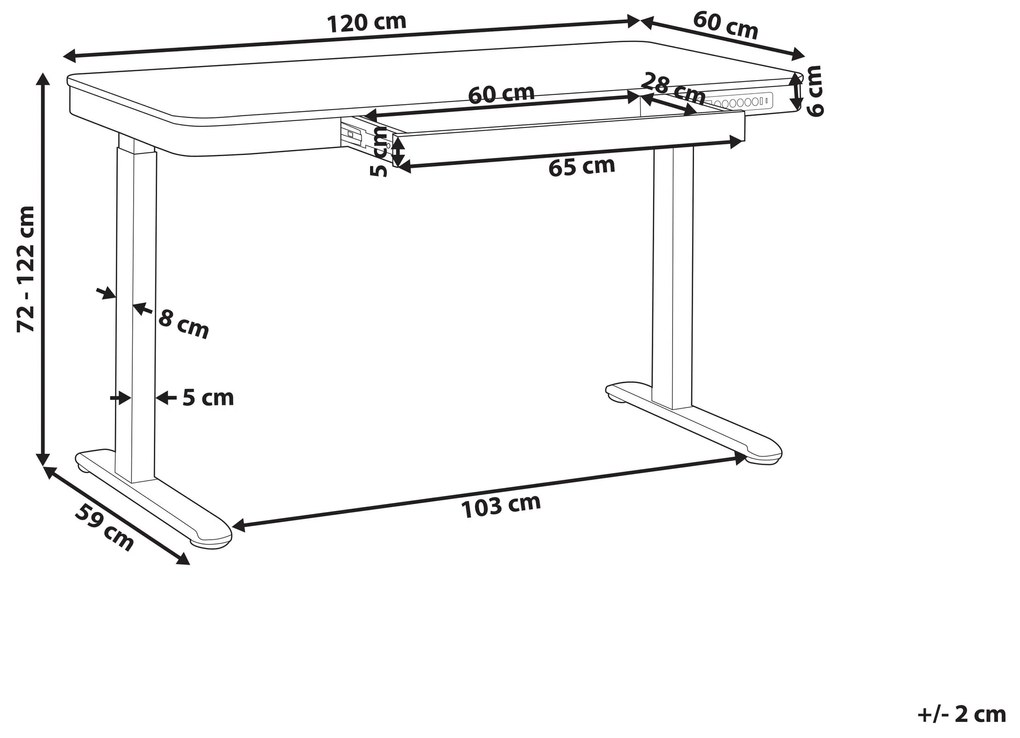 Elektricky nastaviteľný písací stôl s USB portom 120 x 60 cm čierny KENLY Beliani