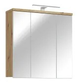Nástenná kúpeľňová skrinka so zrkadlom VENOM biela/dub artisan