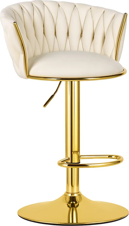 Barová stolička MIG béžová / zlatá podnož