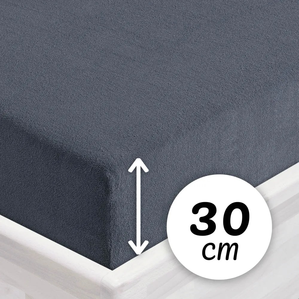 Froté napínacie prestieradlo na vysoký matrac FR-029 Antracitovo sivé 200 x 200 - výška 30 cm