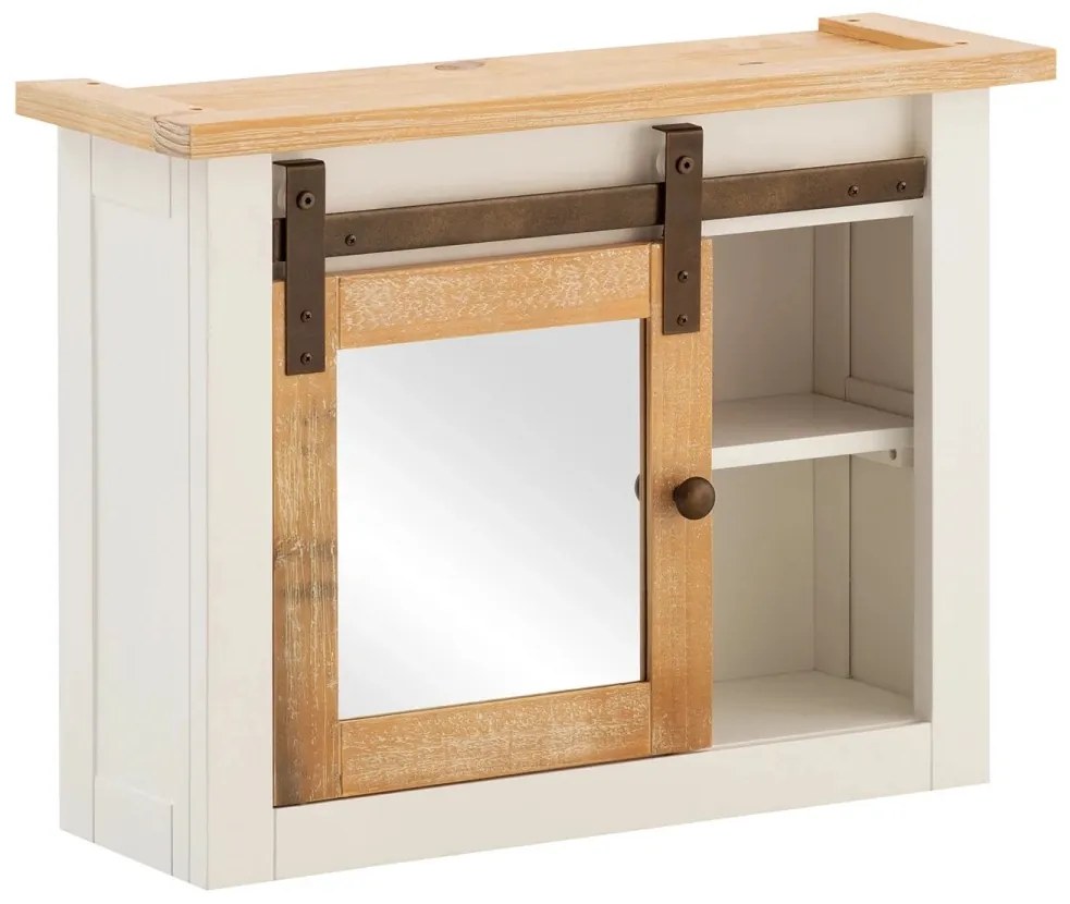 furniture-nabytek.cz - Masívna skrinka so zrkadlom Capera, borovica / MDF, lakovaná, biela / hnedá