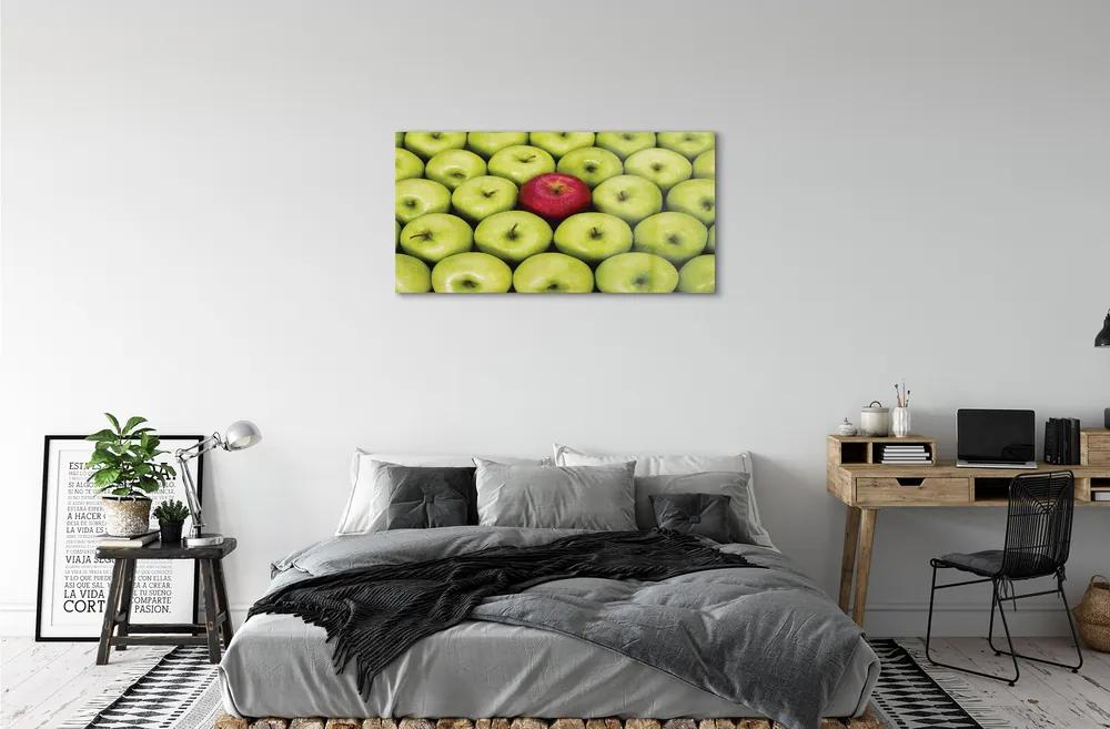 Obraz na skle Zelená a červená jablká 125x50 cm