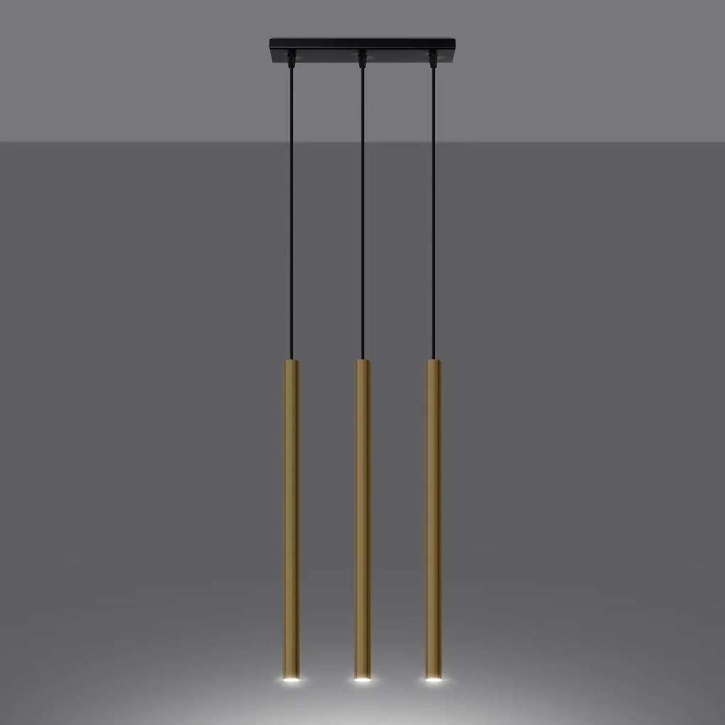 Závesné svietidlo Pastelo, 3x zlaté kovové tienidlo, b