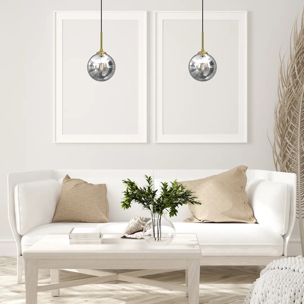 Závesné svietidlo Reflex, 1x grafitové sklenené tienidlo, (fi 17cm), b/g