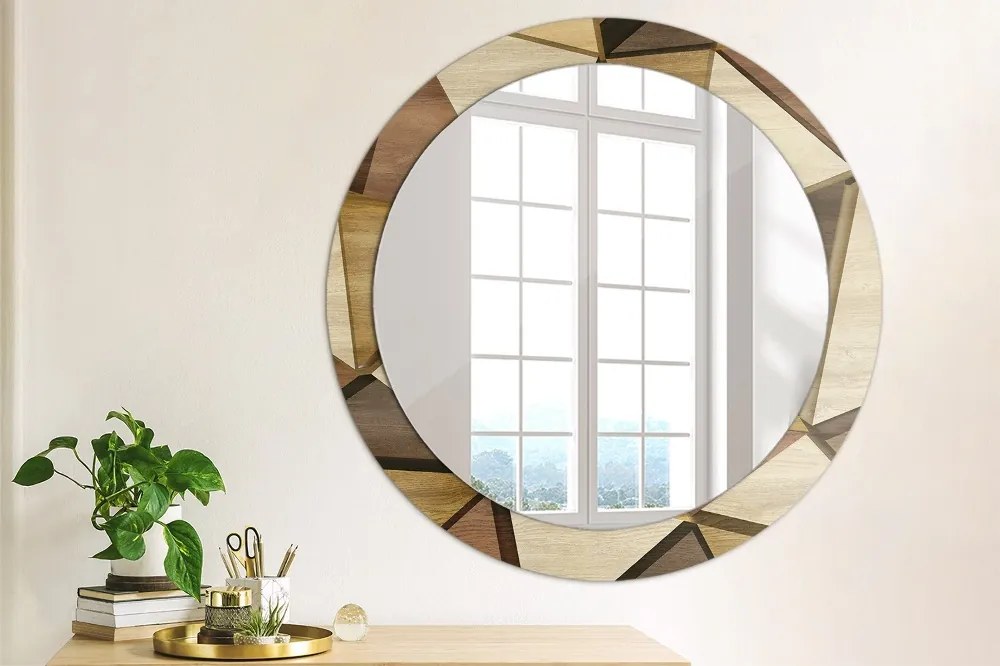 Okrúhle ozdobné zrkadlo Geometrické 3d drevo fi 80 cm