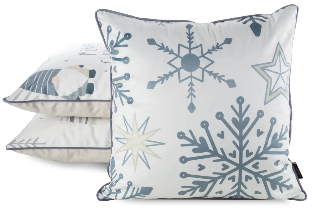 VIANOČNÁ DEKORAČNÁ OBLIEČKA NA VANKÚŠ FLAKE 45X45 CM VZOROVANÁ