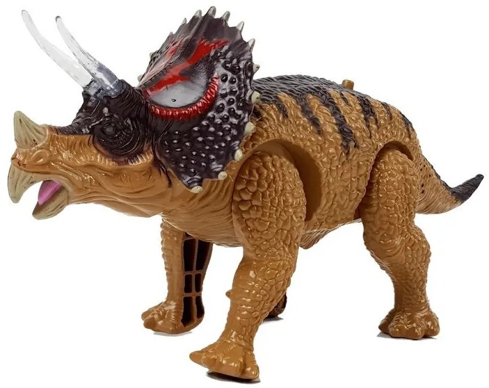 LEAN TOYS Dinosaurus na batérie Triceratops hnedý