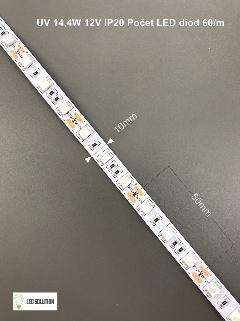 LED Solution UV LED pásik 14,4W/m 12V bez krytia IP20 07803