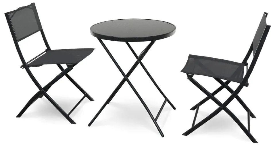 Záhradný balkónový set Macario - 2 miesta, čierna