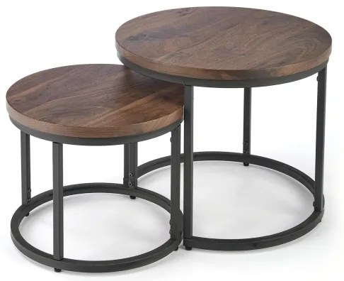 SADA 2x Konferenčný stolík OREO pr. 43/53 cm čierna/orech