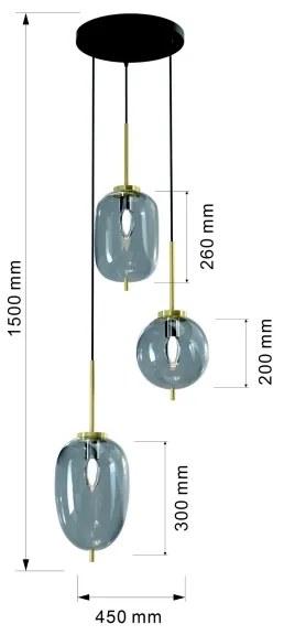 Wofi 5007-302 - Luster na lanku BELLEVILLE 3xE14/40W/230V čierna/zlatá
