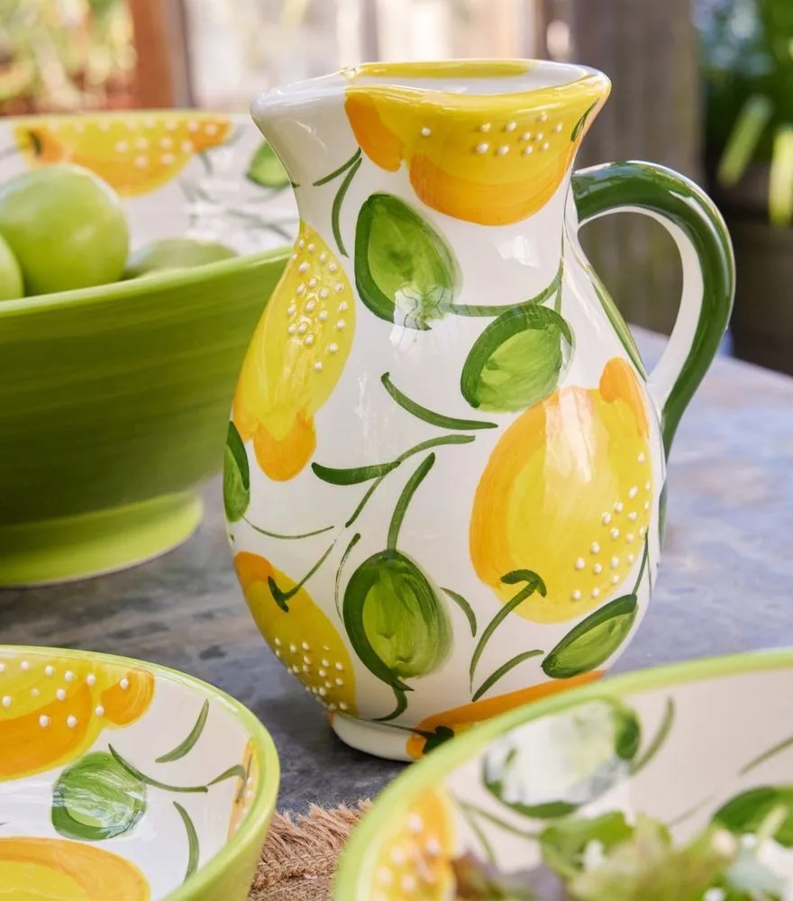 Ručne maľovaný keramický džbán s citrónmi Lemon Pit - 17 * 17 * 21 cm / 850 ml