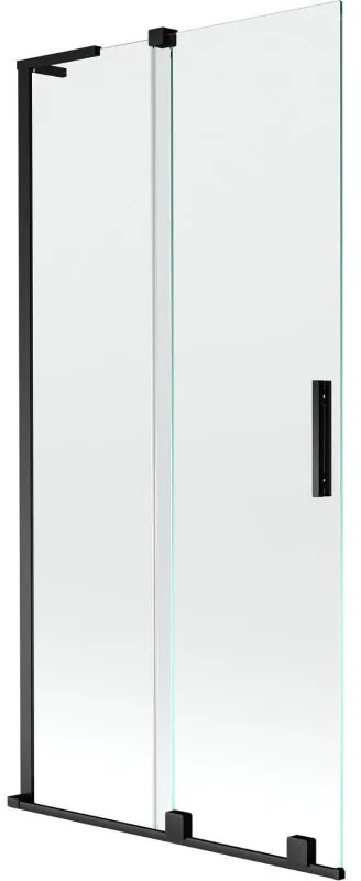 Mexen Velar L, 2-krídlová posuvná vaňová zástena 95 x 150 cm, 8mm číre sklo, čierna matná, 896-095-003-01-70
