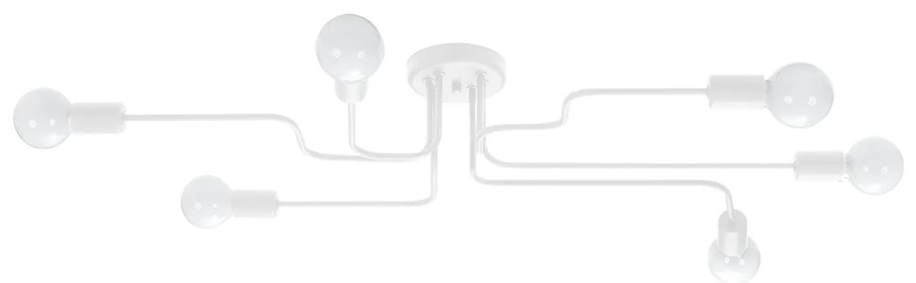 Stropné svietidlo Vector 6, biele telo svietidla