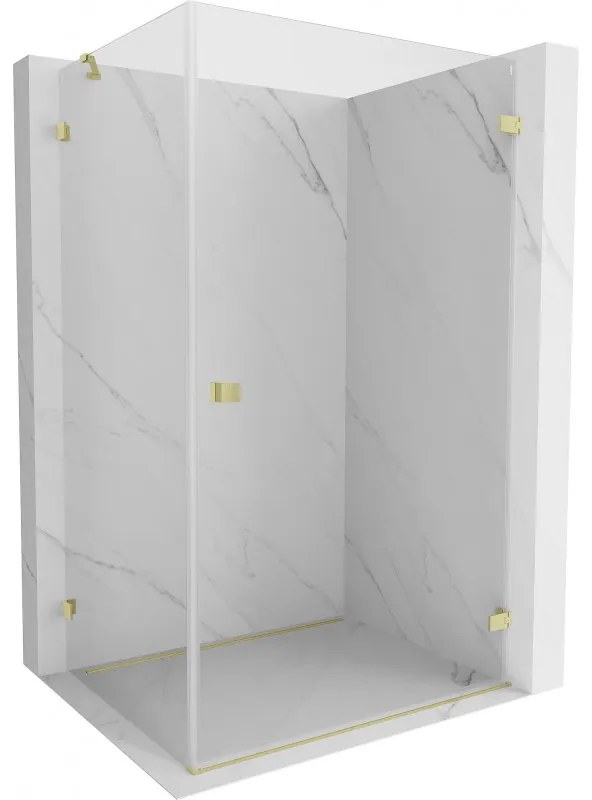 Mexen Lunar-B, výklopný sprchový kút pravý 100 x 70 cm, 8mm číre sklo, zlatý kartáčovaný - 832-100-070-55-00-P