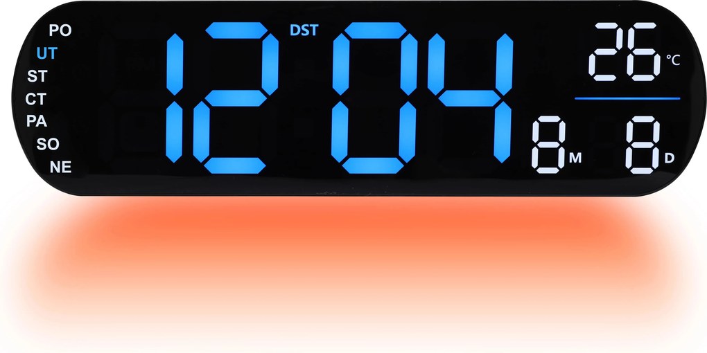 Digitálne nástenné a stolové hodiny JVD DH5502.2 (35 cm) - modrý LED displej