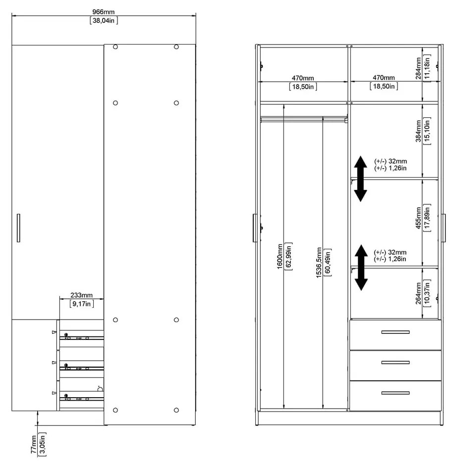 Šatníková skriňa v dekore duba v prírodnej farbe 99x200 cm Sprint – Tvilum