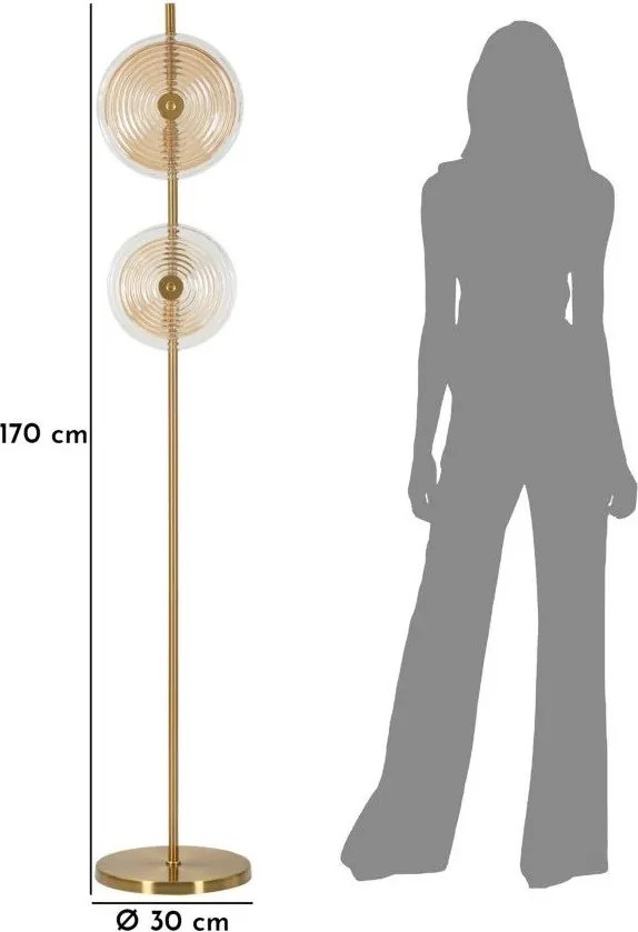 Stojacia lampa v zlatej farbe so skleneným tienidlom (výška 170 cm) Venice – Mauro Ferretti