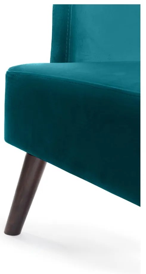 Tyrkysové zamatové kreslo ušiak Noemye – Bonami Selection