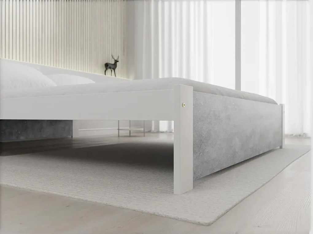 Posteľ IKAROS 180 x 200 cm, betón/biela Rošt: S lamelovým roštom, Matrac: Matrac COCO MAXI 20 cm
