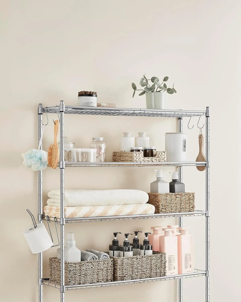 Kúpeľňový regál MULTA strieborný