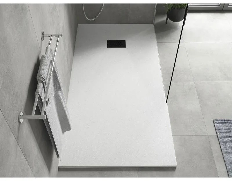 Mexen Hugo, obdĺžniková sprchová vanička SMC 170 x 80 cm, biela, čierna krytka, 42108017-B