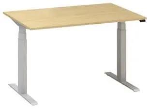 Výškovo nastaviteľný kancelársky stôl Alfa Up so sivým podnožím, 120 x 80 x 61,5-127,5 cm, dezén buk